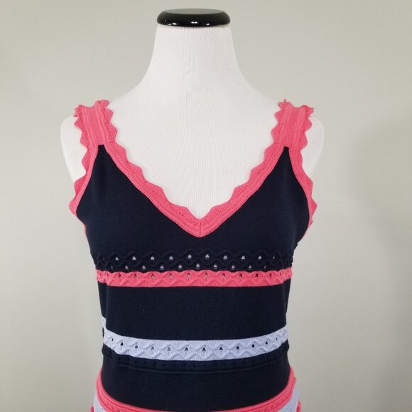 Nwt Milly Striped Pointelle Knit Midi Dress M Womens Coastal Resort Yacht Club - Picture 7 of 13